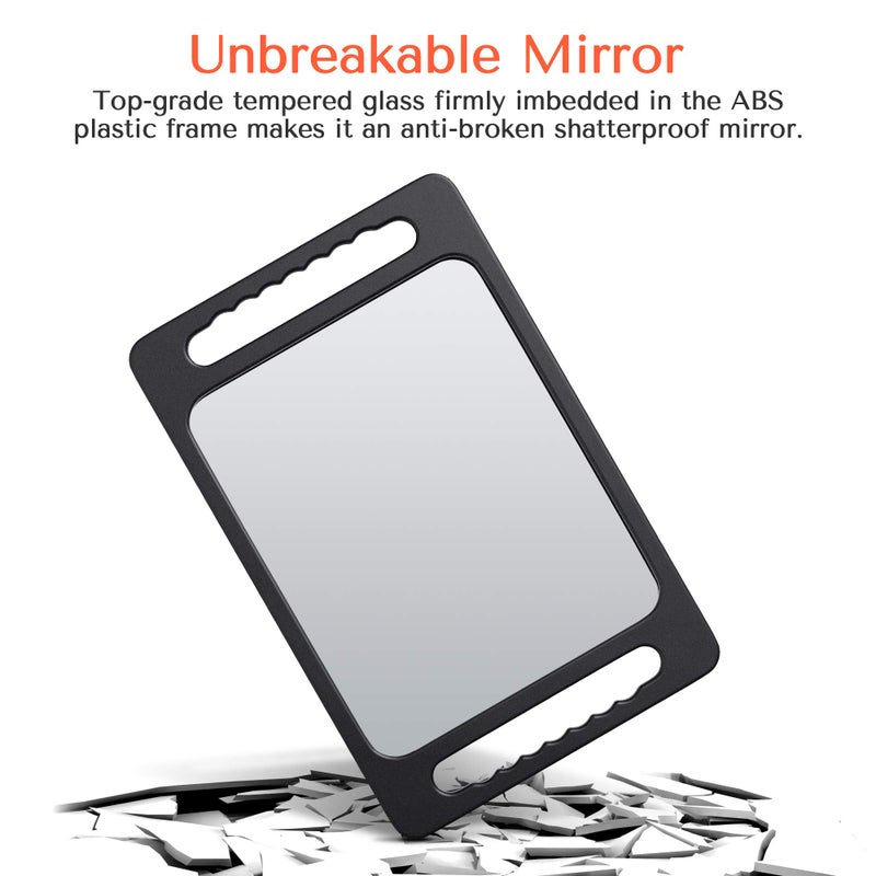 TASALON Unbreakable Hand Mirror with Double Handle - Large Handheld Barber Design for Hair and Beauty Salon - Durable Hand Held for Barbershop - Lightweight Haircut Mirror with Double Handgrip - Image 5
